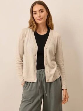 PACT Women's Organic Cotton Classic Fine Knit V-Neck Cardigan